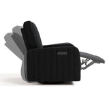 Kyoto black boucle recliner side view with recline motion shadows