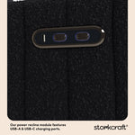 Kyoto black boucle power recliner dual USB ports callout