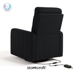 Kyoto black boucle power recliner with PTPA logo on top left