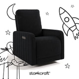 Kyoto black boucle power recliner with black doodles overlaid on image