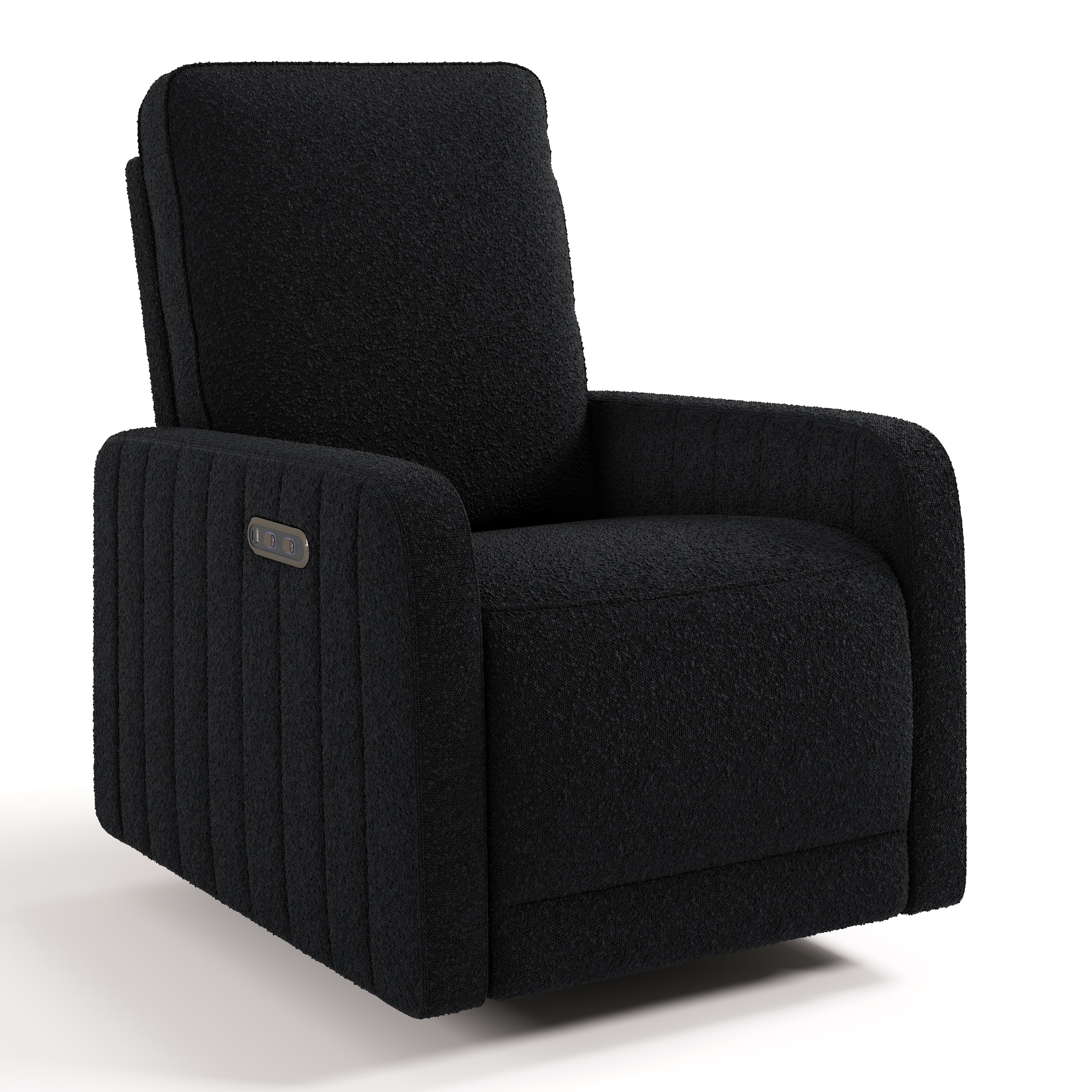 Kyoto black boucle recliner angle view