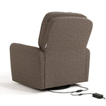 amalfi mountain brown boucle power recliner back view with electrical cord