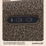 Amalfi mountain brown boucle recliner dual USB ports callout