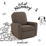 Amalfi mountain brown boucle glider with black doodles overlaid on image