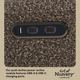 Amalfi mountain brown boucle glider dual USB ports callout