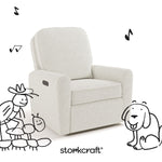 Amalfi ivory boucle recliner with black doodles overlaid on image
