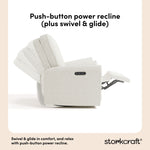 Amalfi ivory boucle recliner push-button power recline callout