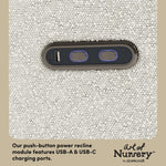 Amalfi ivory boucle glider dual USB ports callout