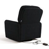 amalfi black boucle power recliner back view with electrical cord