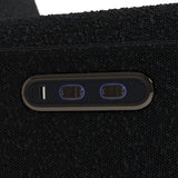 amalfi black boucle power recliner dual USB ports and power recline buttons closeup