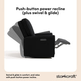 Amalfi black boucle recliner push-button power recline callout