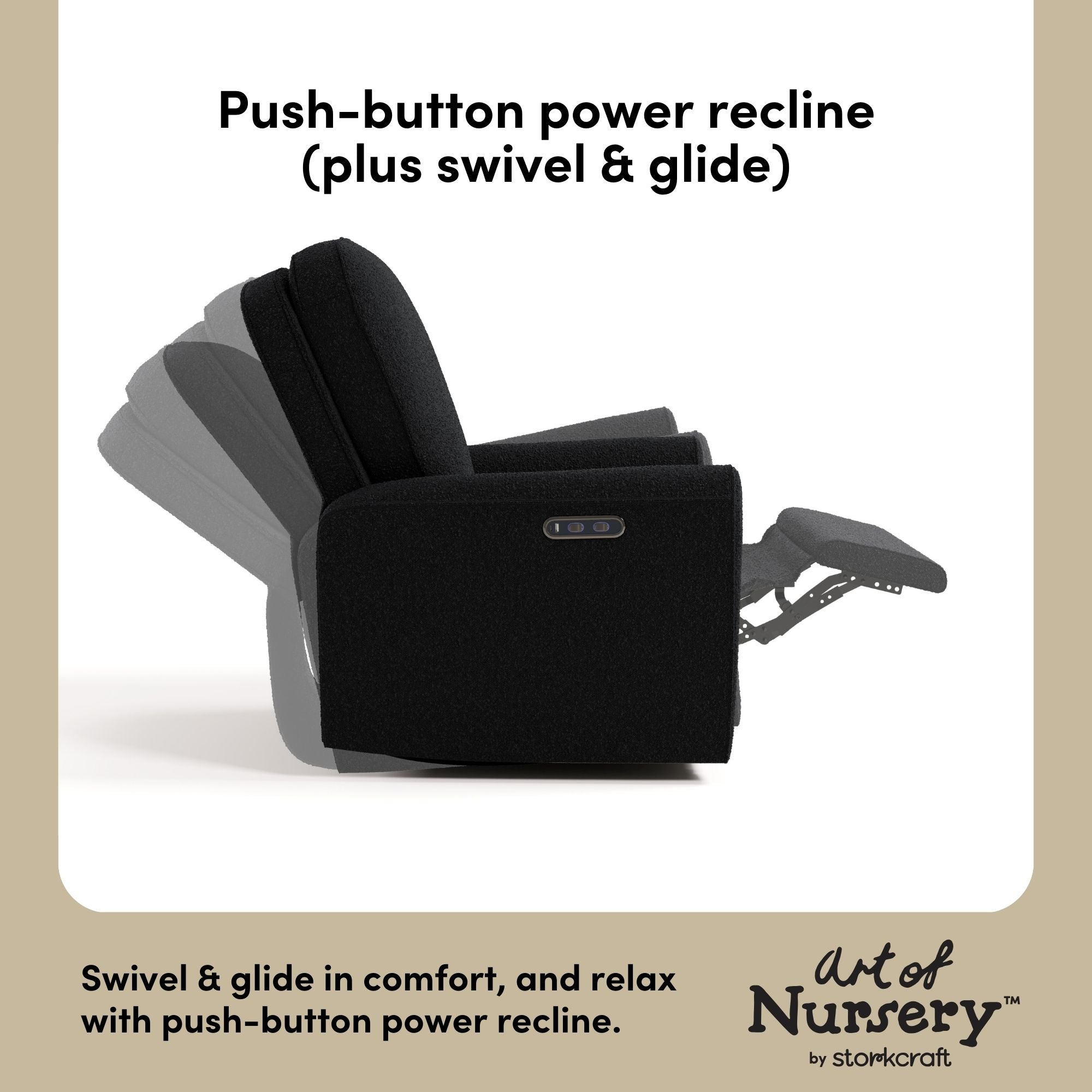 Amalfi black boucle glider power recline callout