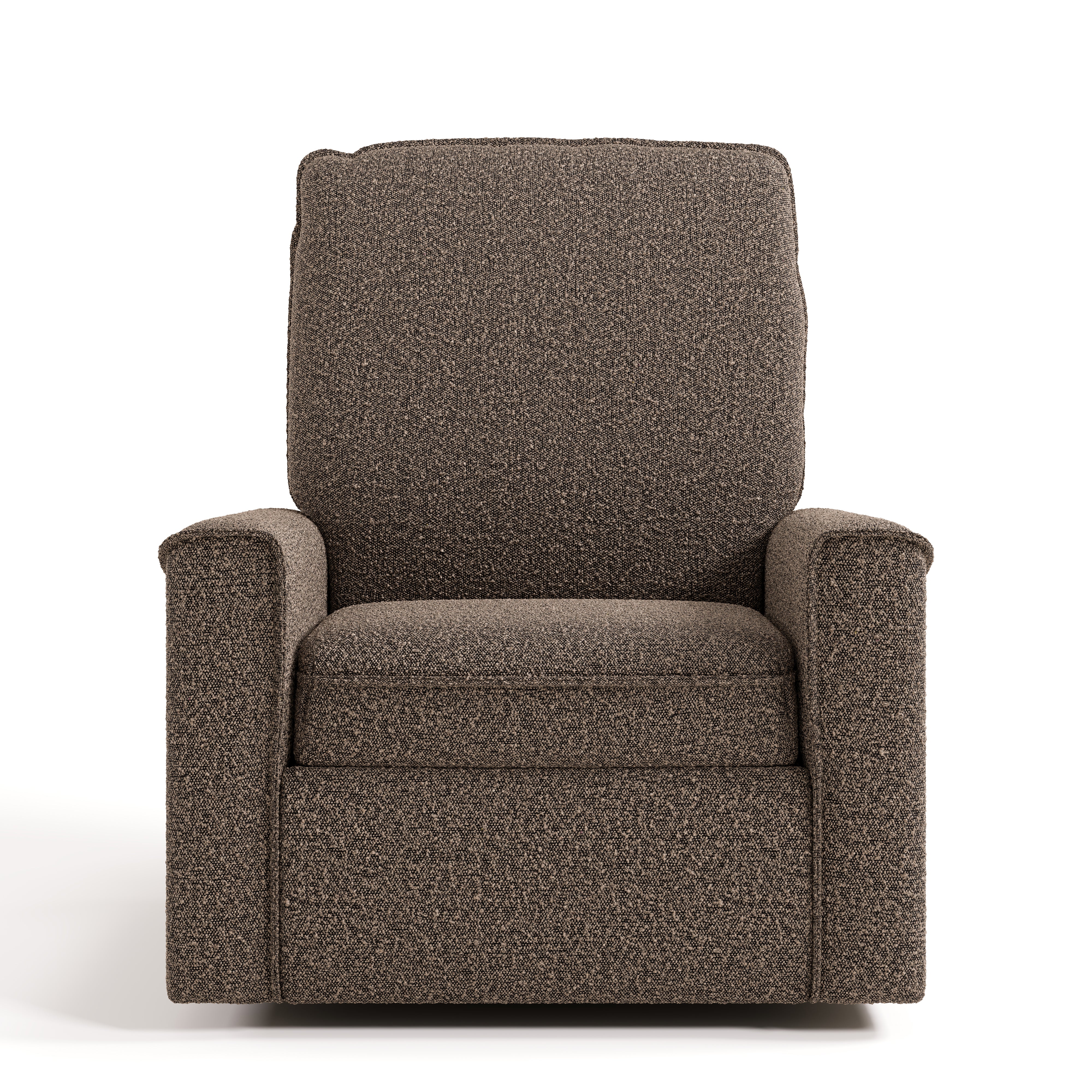 storkcraft santos mountain brown boucle power recliner front view