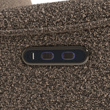 storkcraft santos mountain brown boucle power recliner closeup of recline push buttons and dual USB ports
