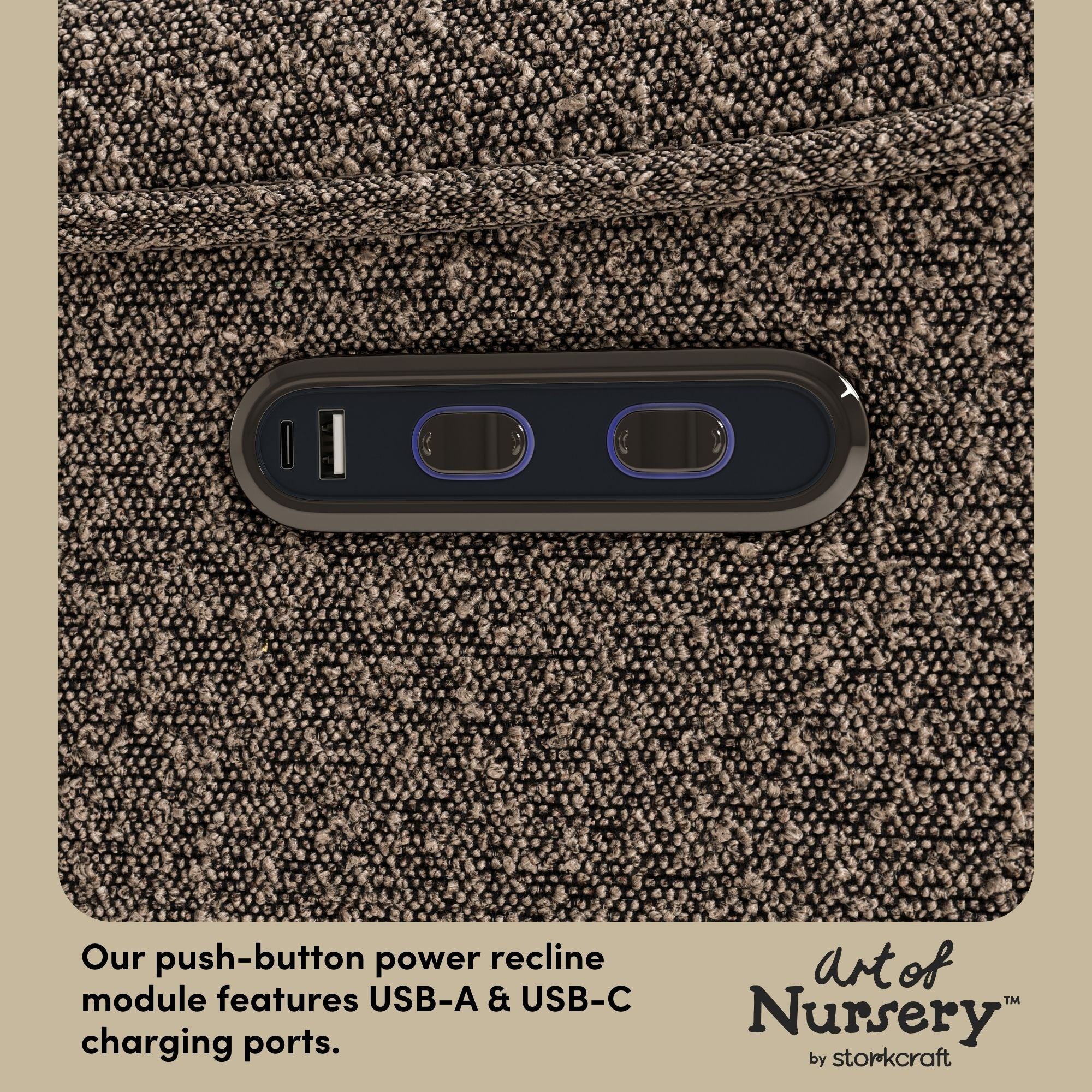 Santos mountain brown boucle glider dual USB ports callout