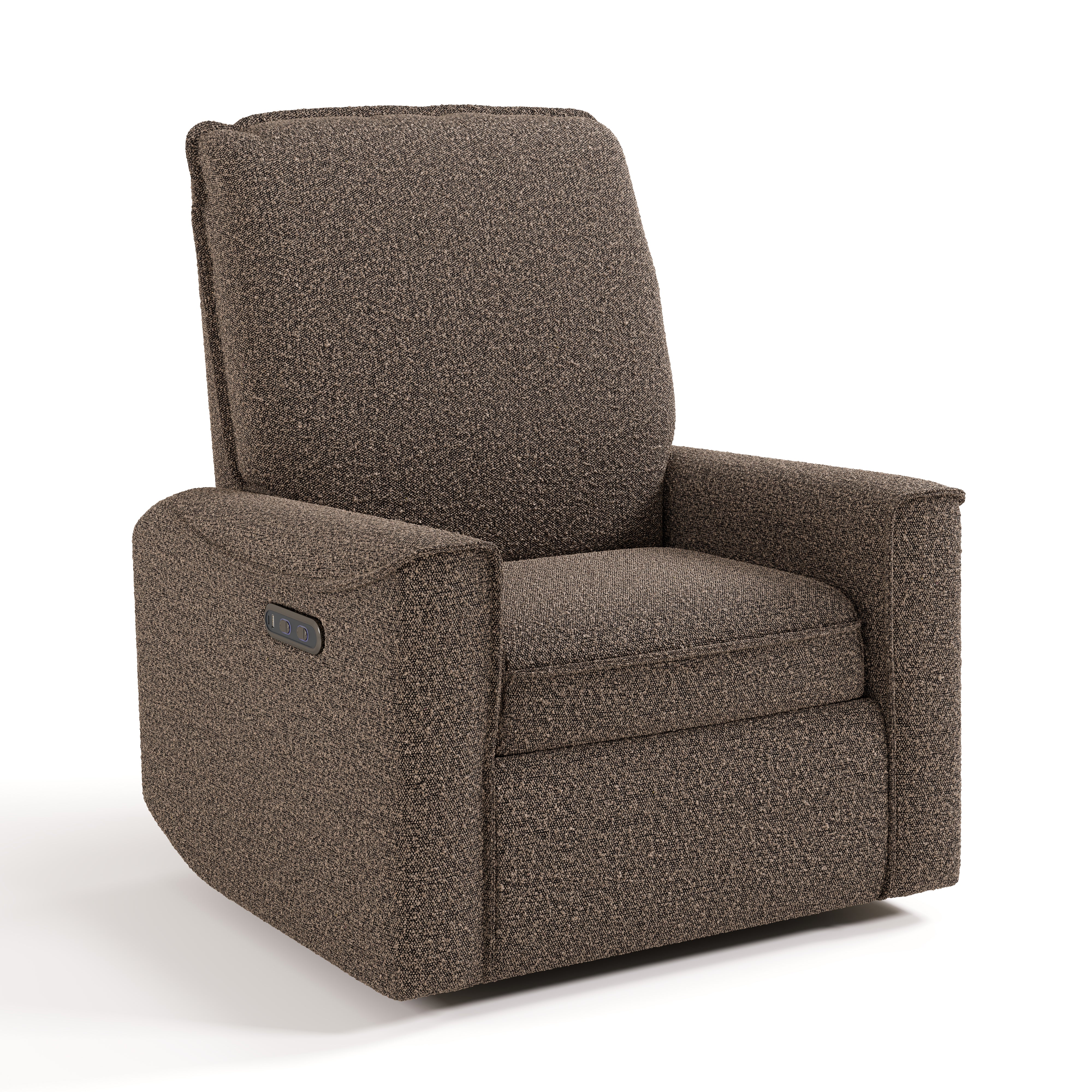 storkcraft santos mountain brown boucle power recliner angle view