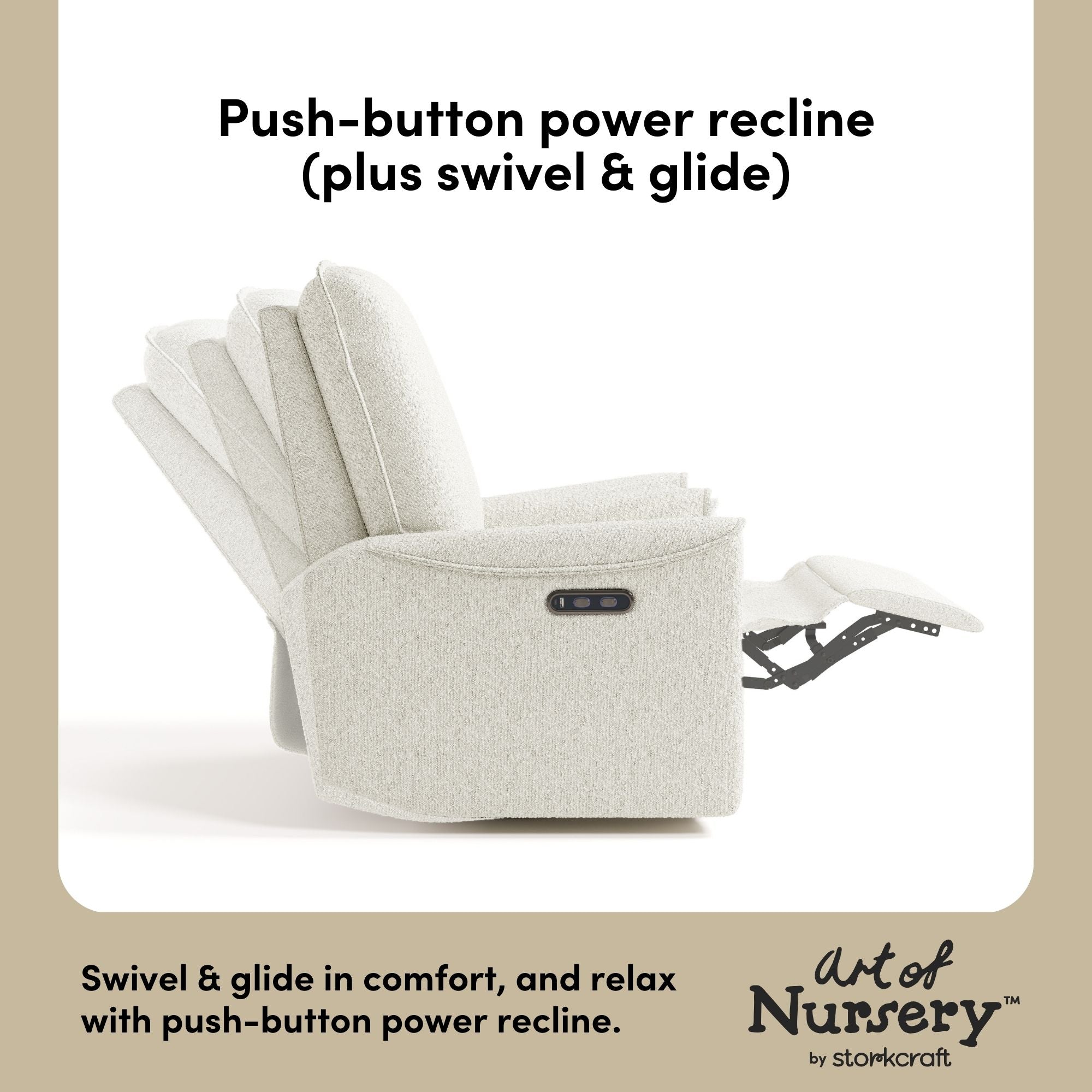 Santos ivory boucle glider power recline callout