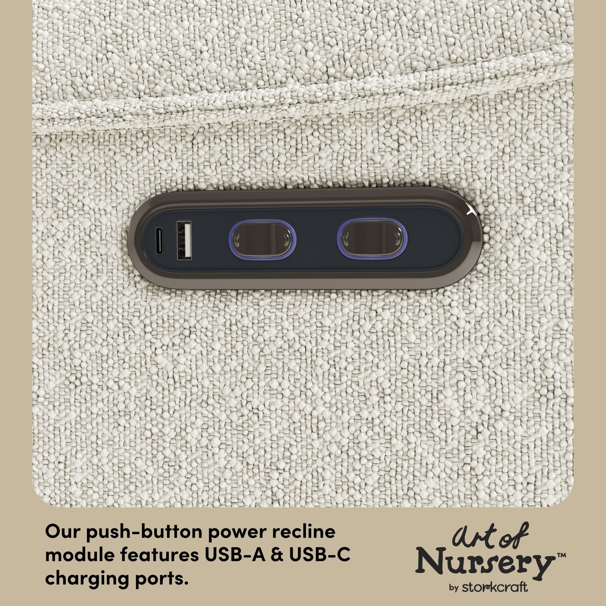 Santos ivory boucle glider dual USB ports callout