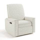 storkcraft santos ivory boucle power recliner angle view