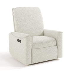 storkcraft santos ivory boucle power recliner angle view