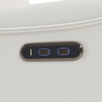 Santos ivory basketweave power recliner close up of power buttons and dual USB ports