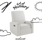 Santos ivory basketweave power recliner with black doodles overlaid on image