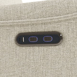 Santos dune basketweave power recliner close up of power buttons and dual USB ports