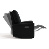 storkcraft santos black boucle power recliner side view with recline position shadows