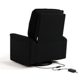 storkcraft santos black boucle power recliner back view with power cord