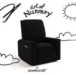 Santos black boucle glider with black doodles overlaid on image