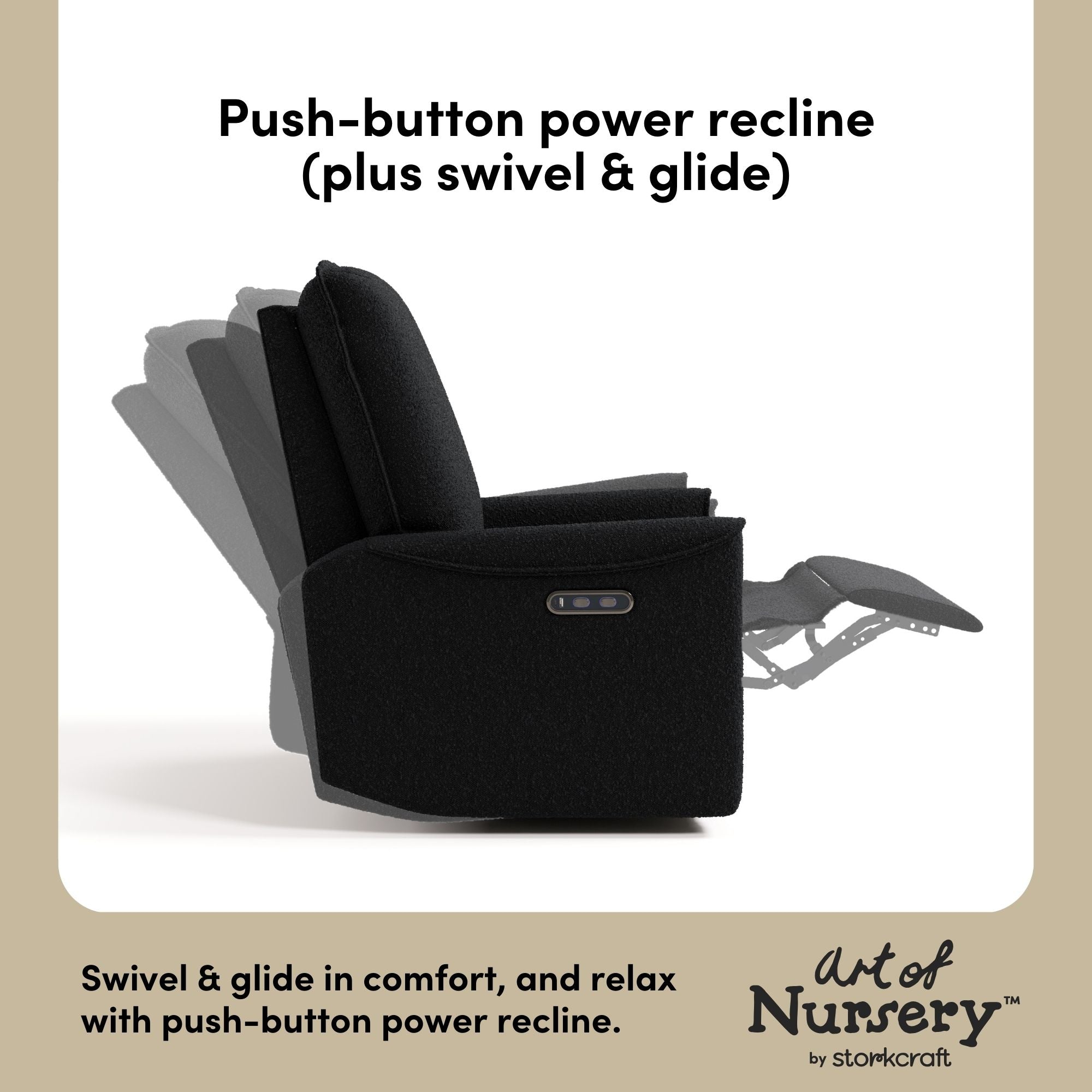 Santos black boucle glider power recline callout