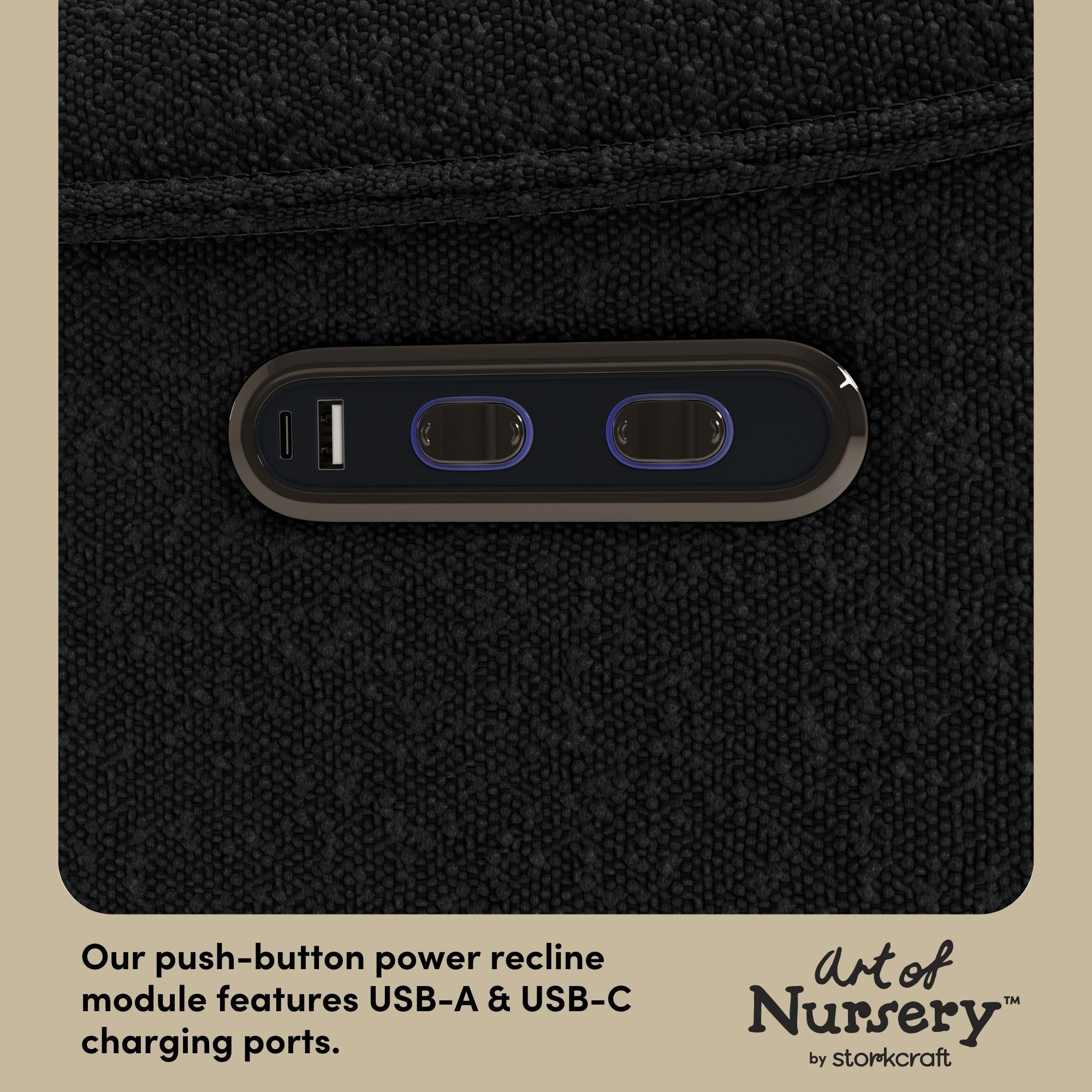 Santos black boucle glider dual USB ports callout