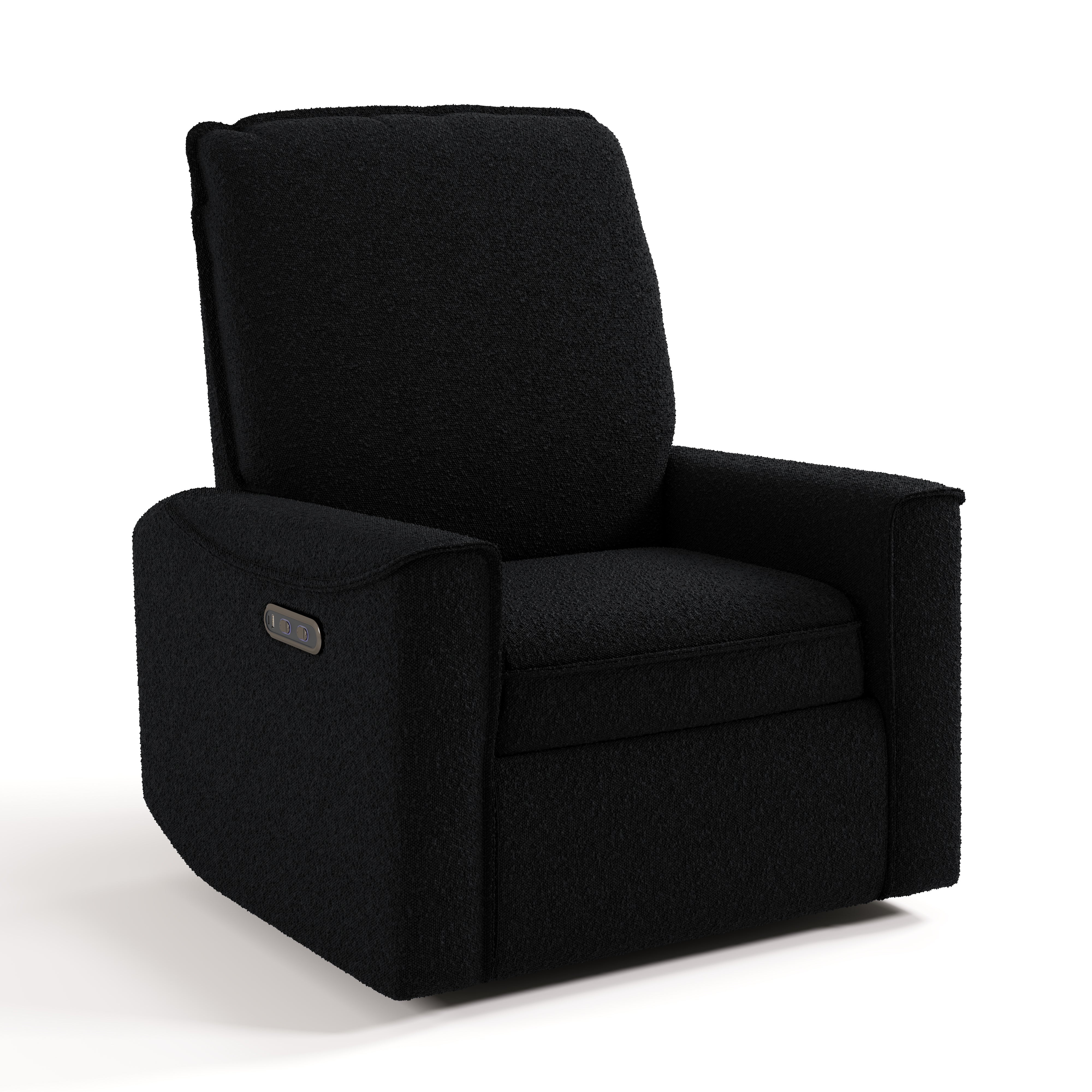 storkcraft santos black boucle power recliner angle view