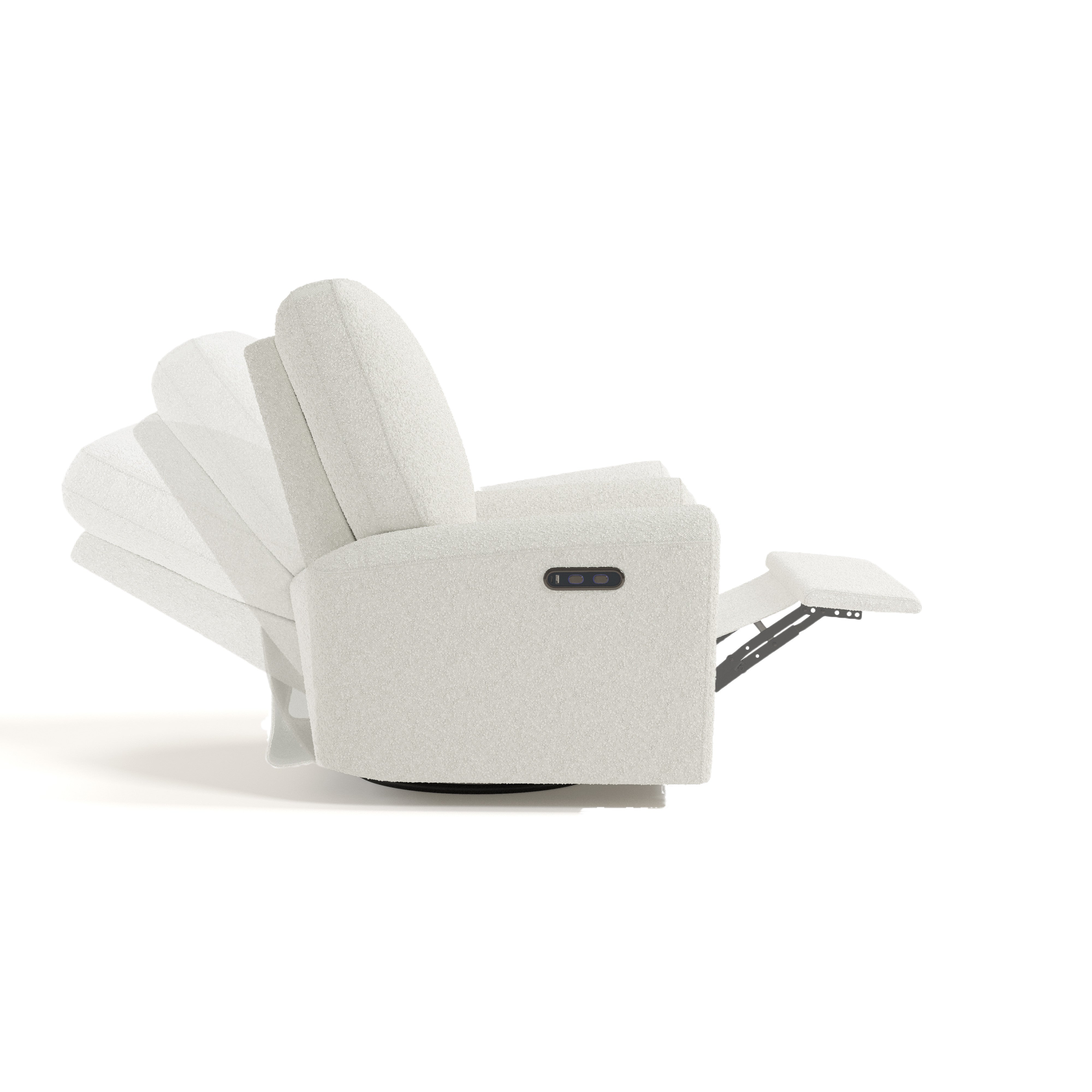 Sorrento ivory boucle power recliner side view