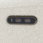 Sorrento ivory boucle power recliner close up of power buttons and usb ports