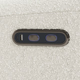 Sorrento ivory boucle power recliner close up of power buttons and usb ports