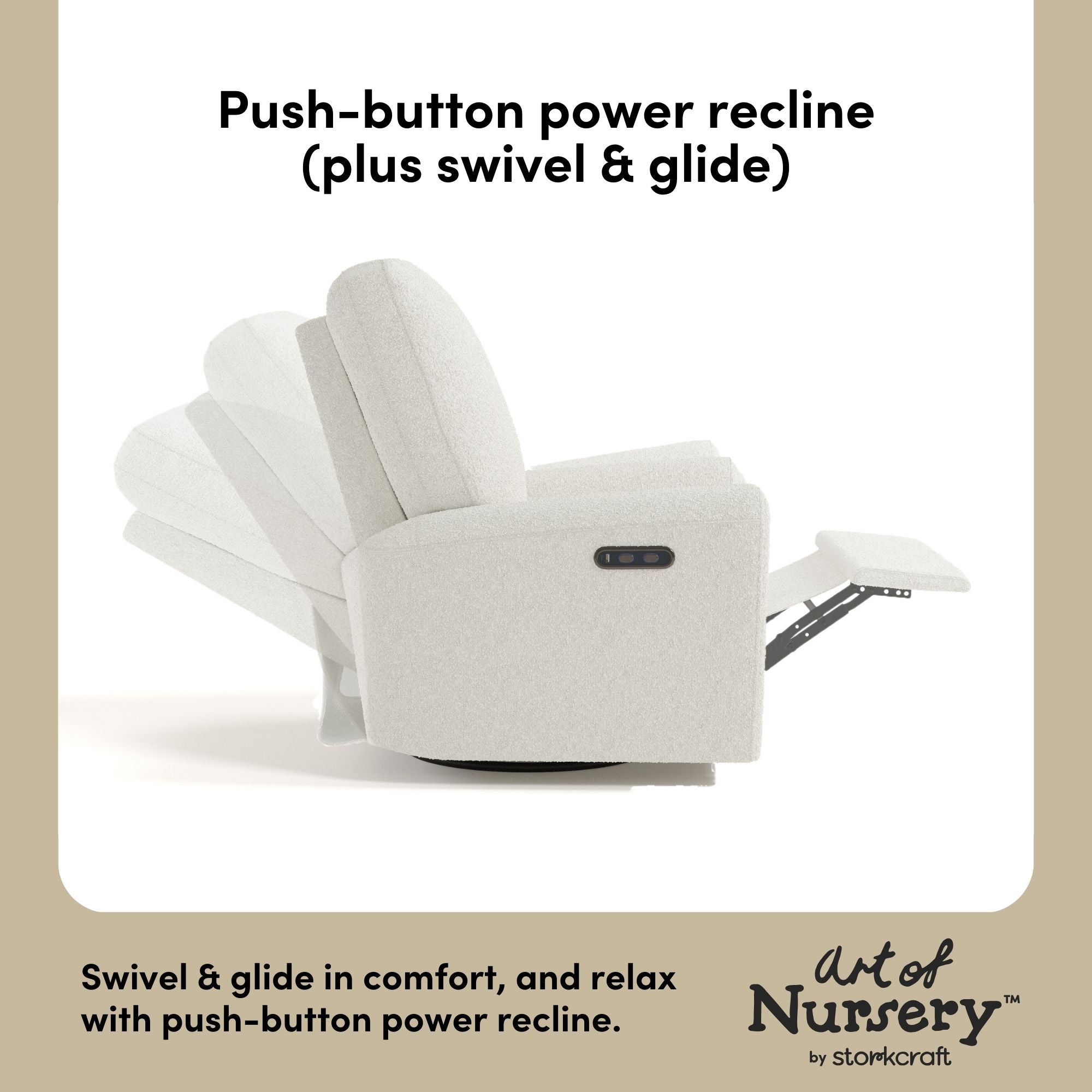 Sorrento ivory boucle glider power recline callout