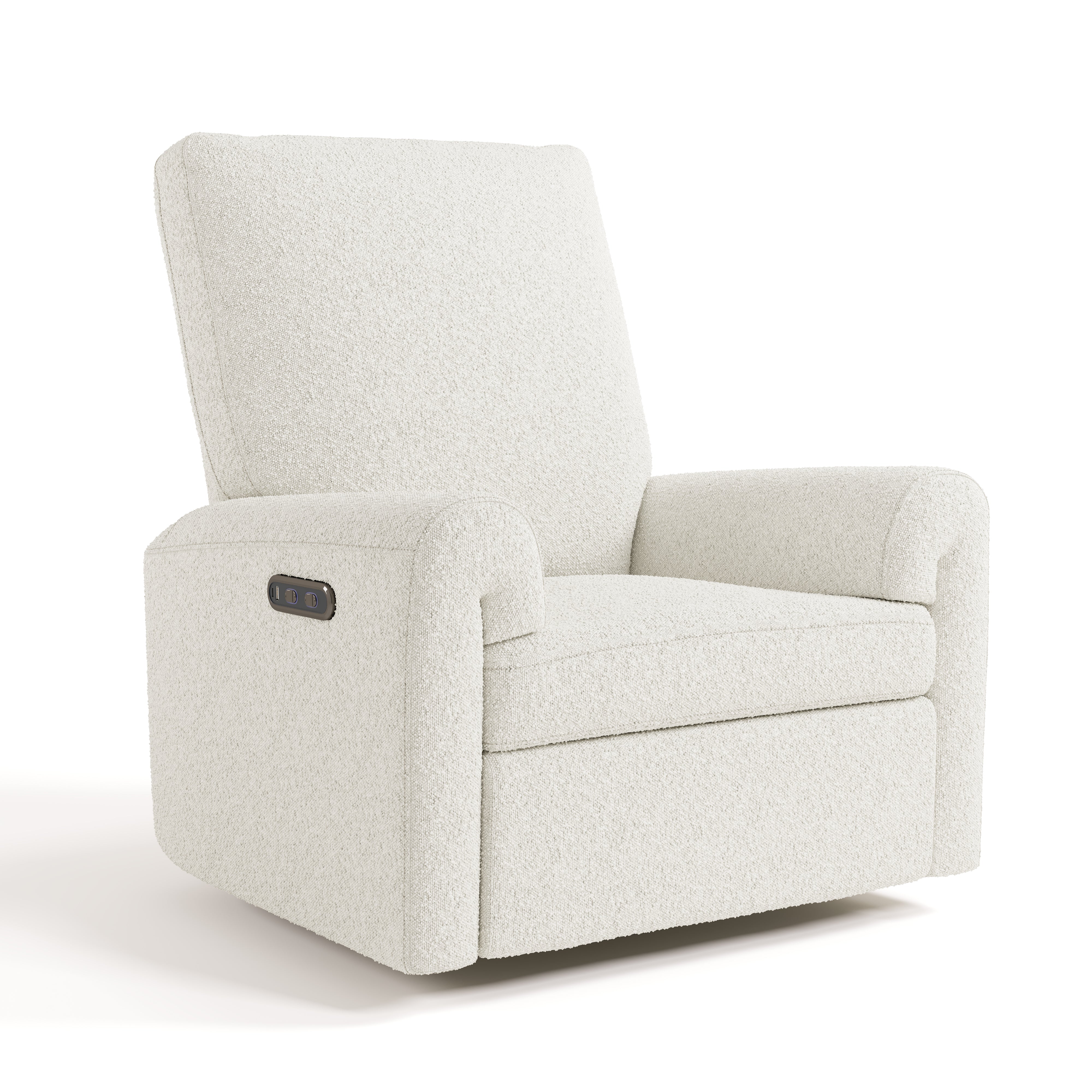 Sorrento ivory boucle power recliner angle view