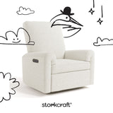 Sorrento ivory boucle power recliner with black doodles overlaid on image