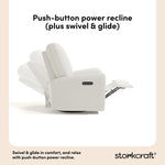 Sorrento ivory boucle power recliner push-button power recline callout