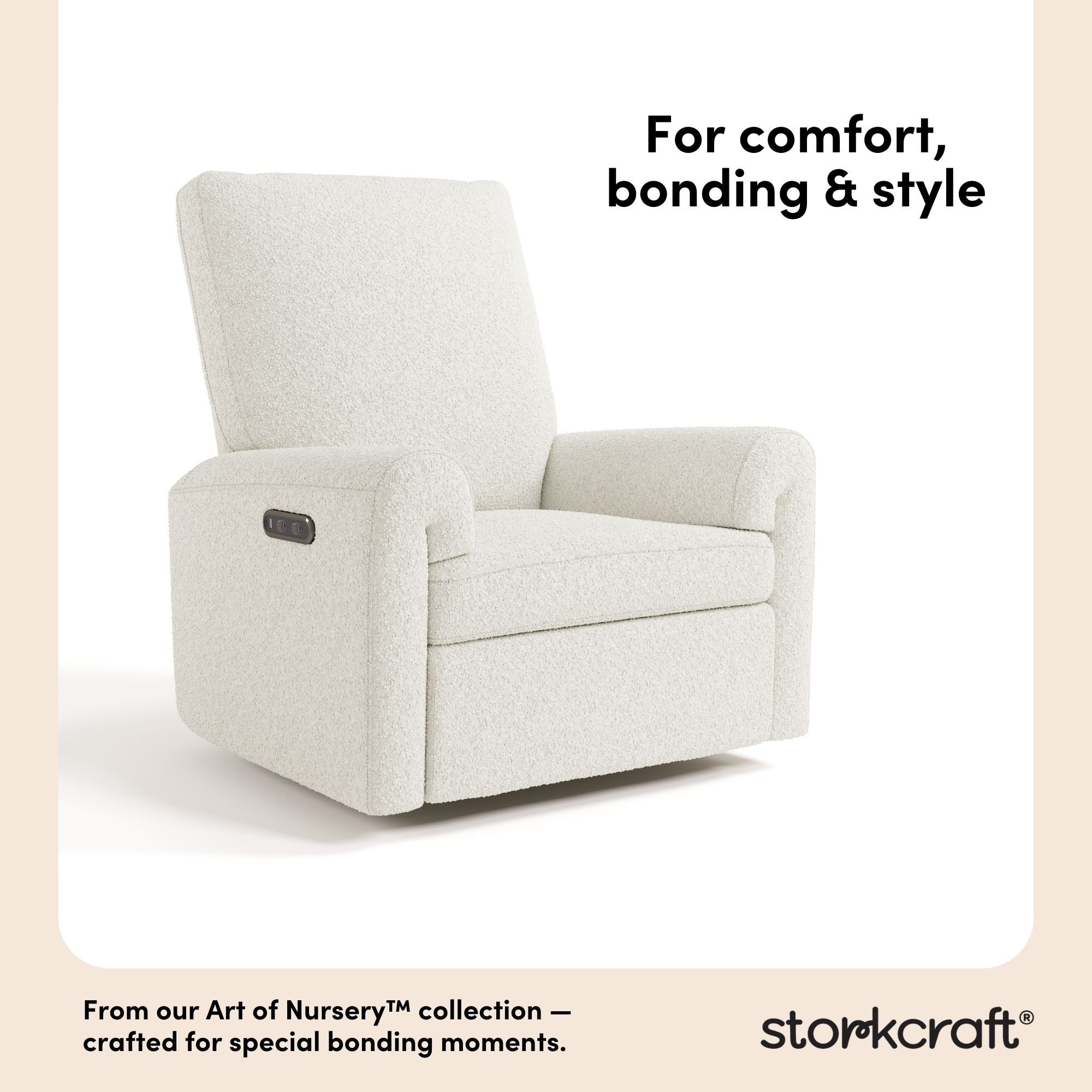Sorrento ivory boucle power recliner style callout