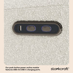 Sorrento ivory boucle power recliner charging ports callout