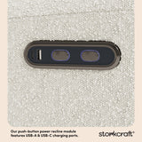 Sorrento ivory boucle power recliner charging ports callout