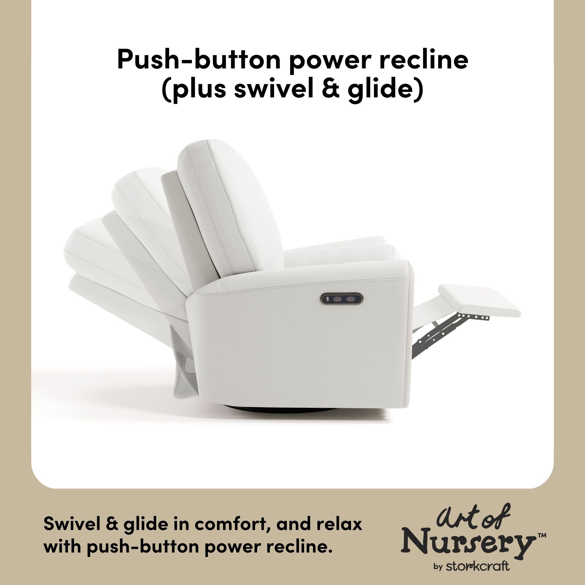 Sorrento ivory basketweave glider power recline callout