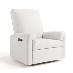 Sorrento ivory basketweave power recliner angle view