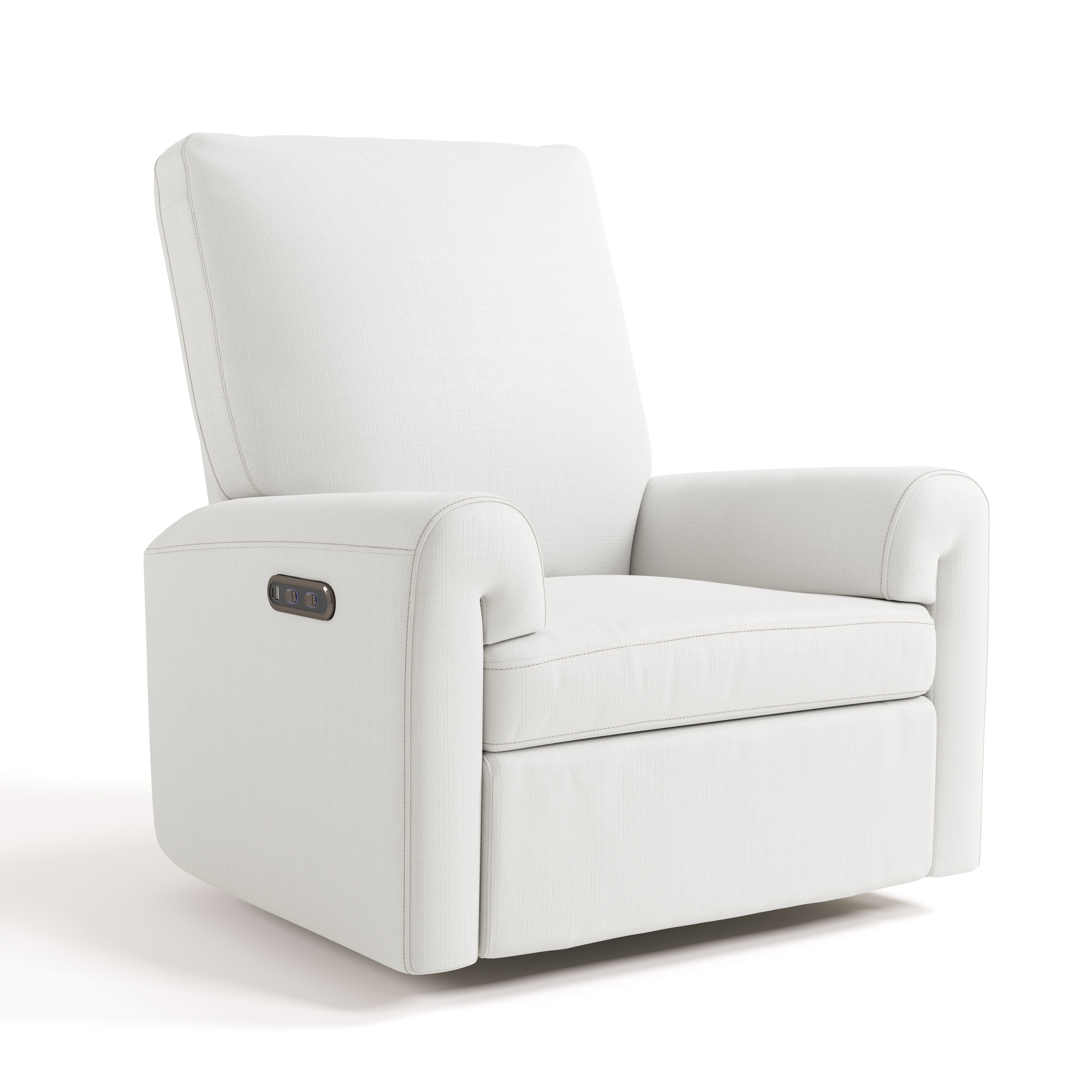 Sorrento ivory basketweave power recliner angle view