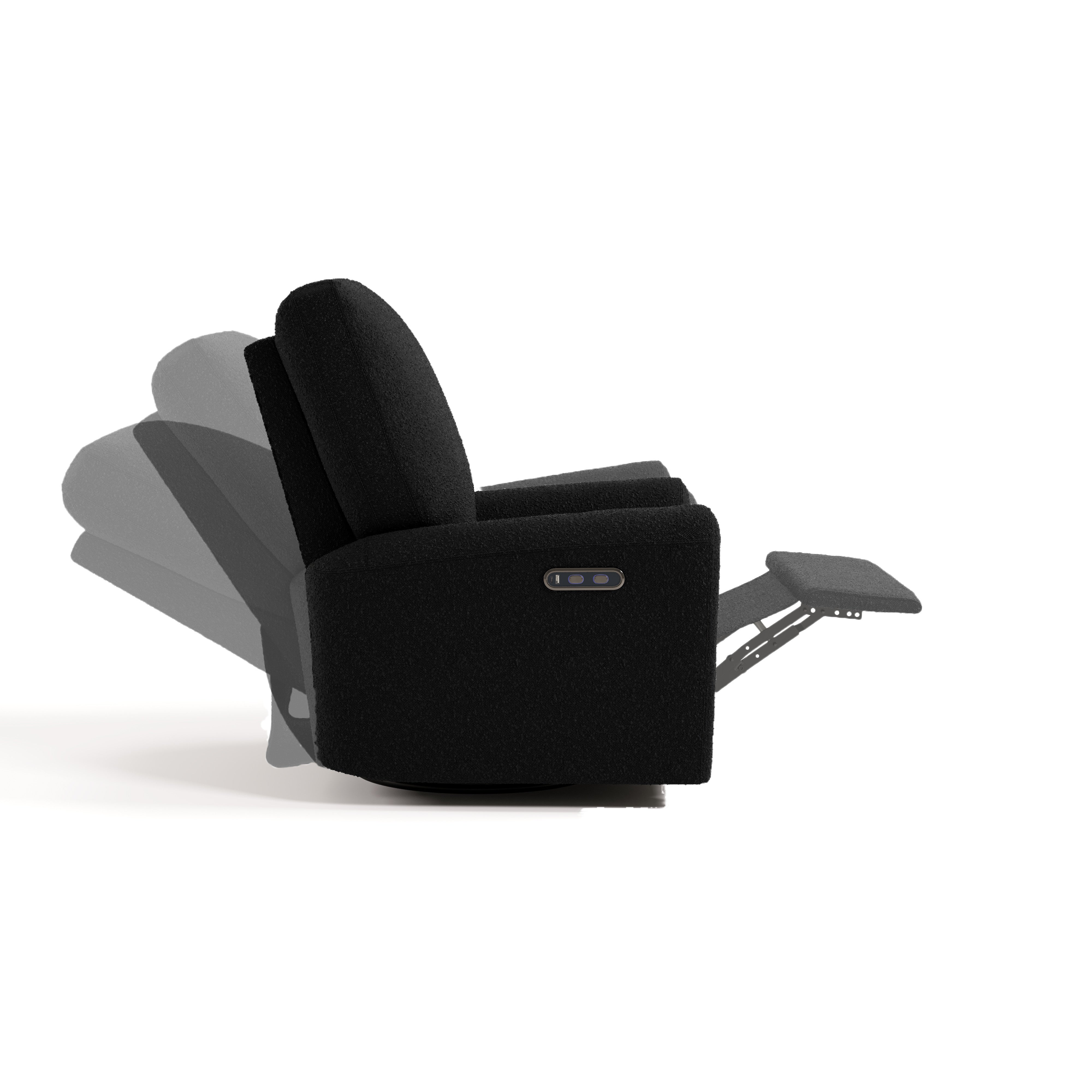 Sorrento black boucle power recliner side view