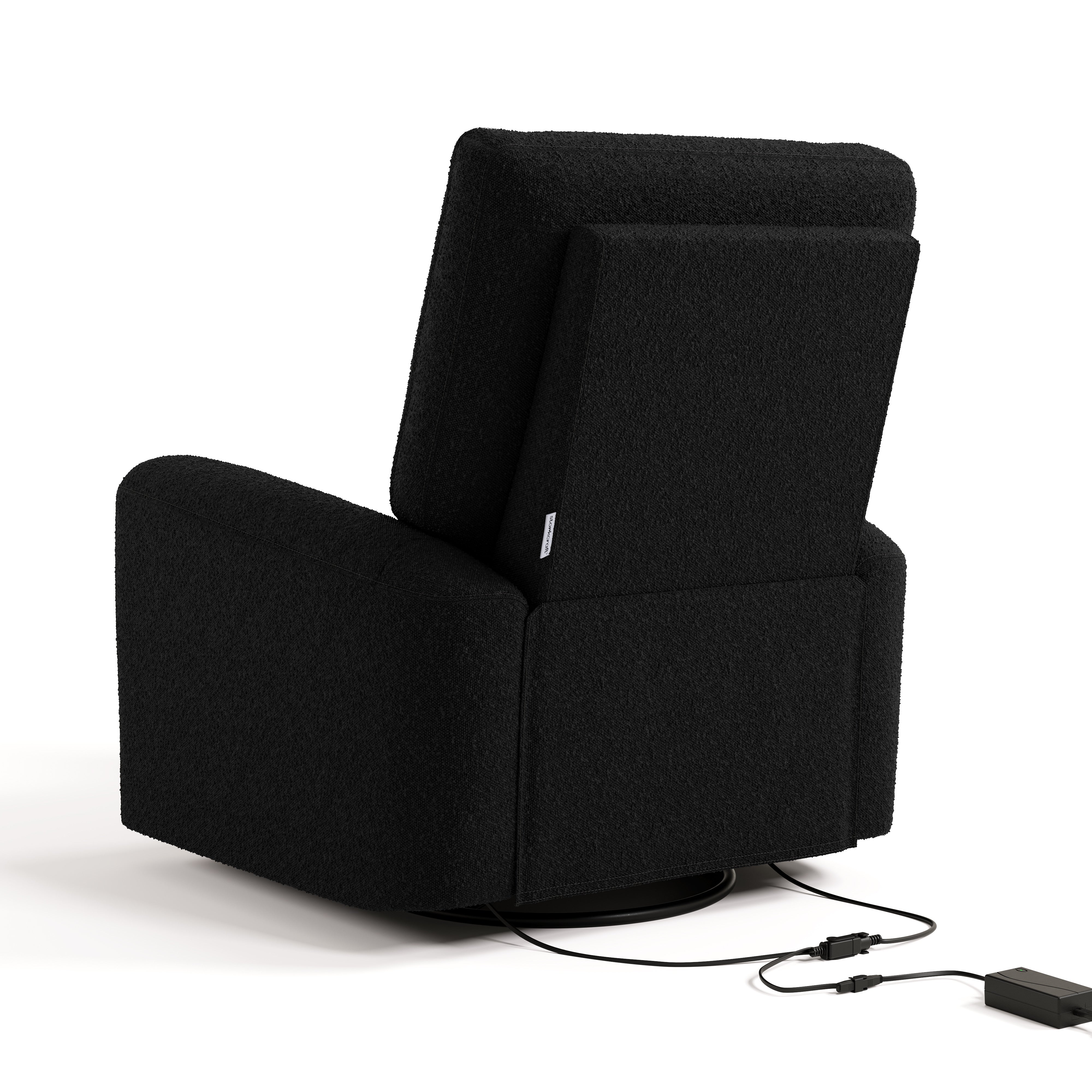 Sorrento black boucle power recliner back view