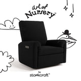 Sorrento black boucle glider with black doodles overlaid on image