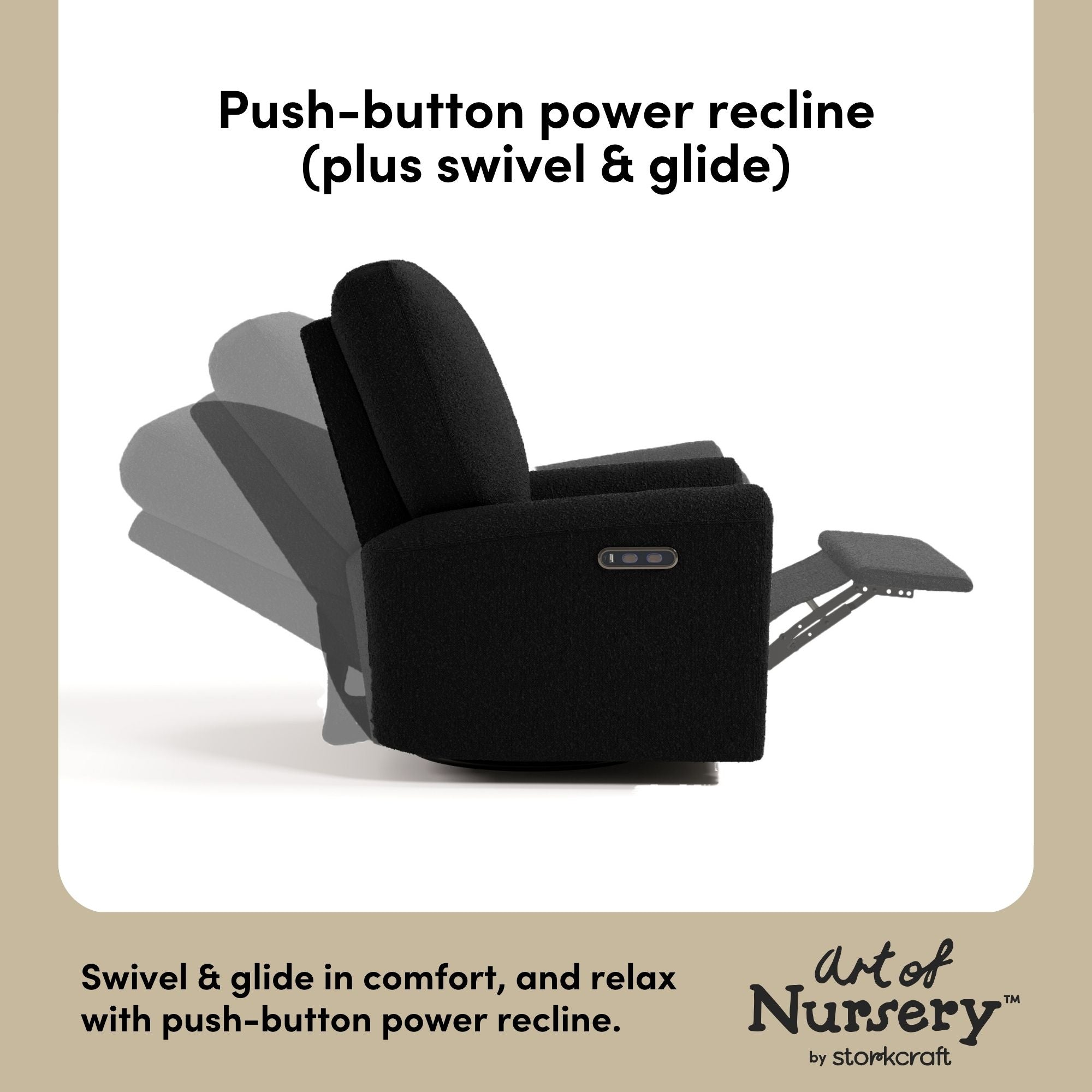 Sorrento black boucle glider power recline callout
